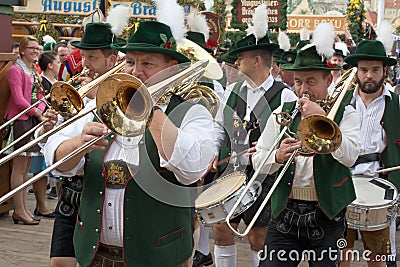 Oktoberfest Marching Band with Horns Editorial Stock Photo